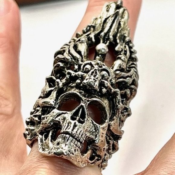 Axel R Stocks Skull Ring, USA Size 10, Solid Silver. Axelizations Signed - Picture 4 of 9